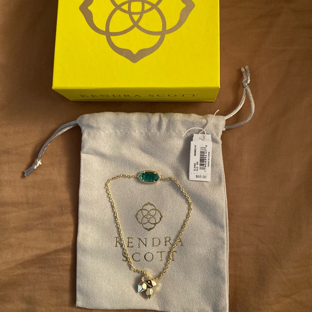 Kendra Scott Elaina Gold London Blue Adjustable Chain Bracelet NWT